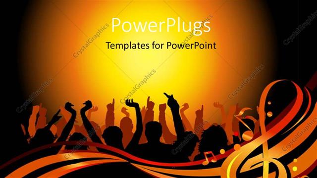  Presentation with music - A number of people dancing together with yellowish background