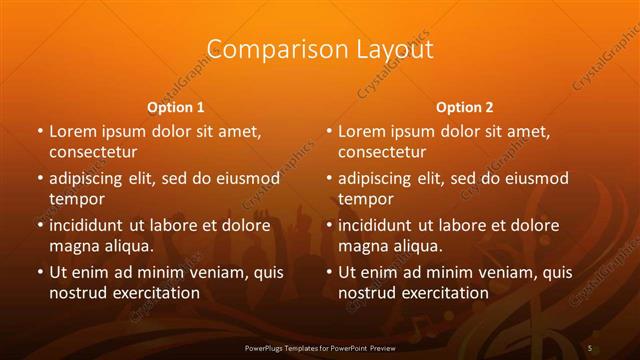 Comparison presentation slide layout