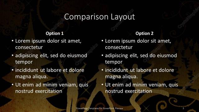 Comparison presentation slide layout
