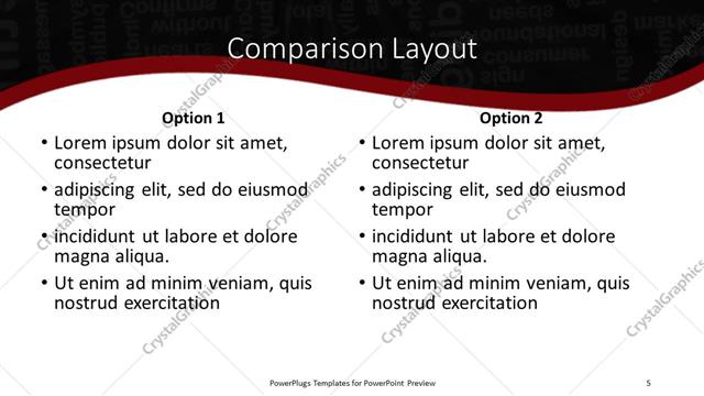 Comparison presentation slide layout