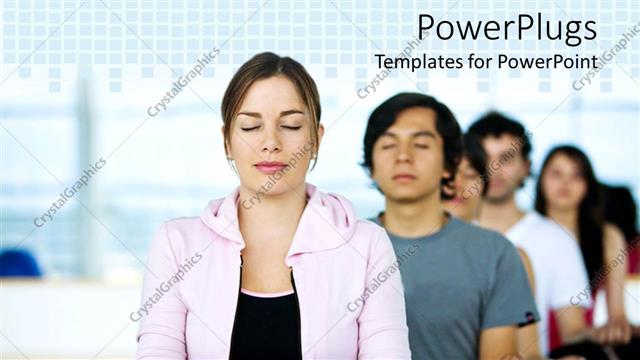  Presentation with meditation - A number of people doing yoga