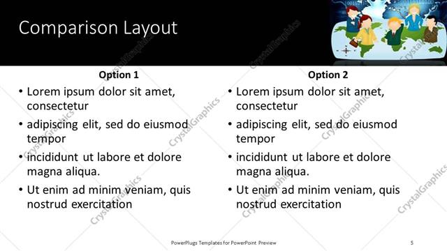 Comparison presentation slide layout