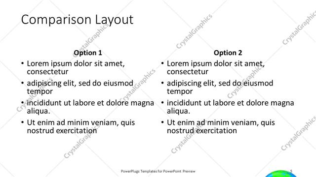 Comparison presentation slide layout