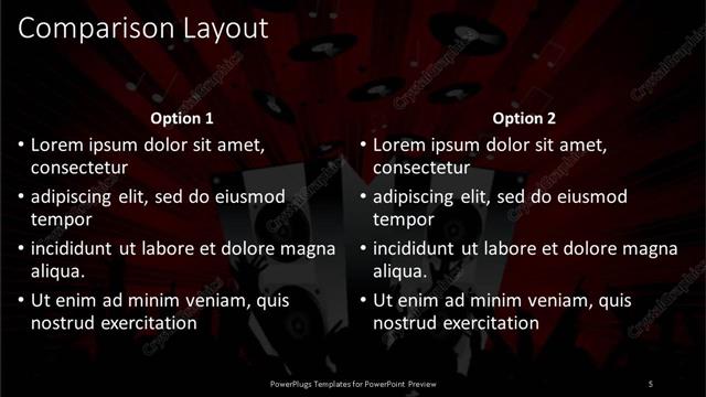 Comparison presentation slide layout