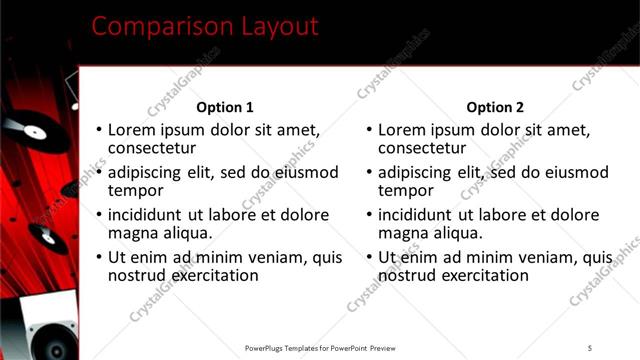 Comparison presentation slide layout