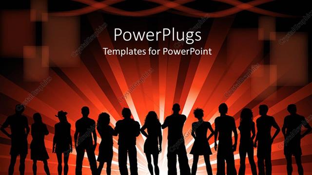  Presentation with people enjoying - A number of people enjoying together with reddish background