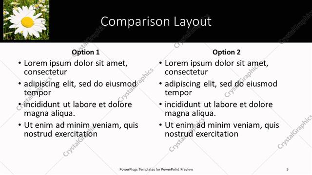 Comparison presentation slide layout