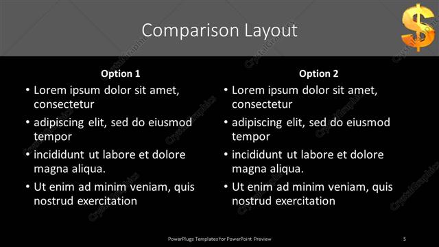 Comparison presentation slide layout