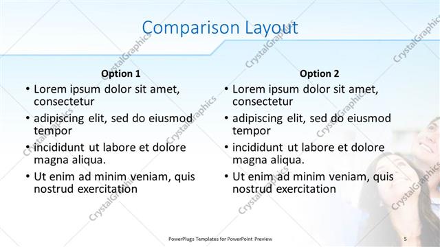 Comparison presentation slide layout
