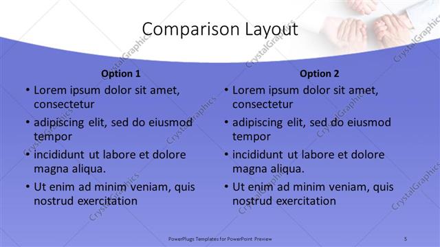 Comparison presentation slide layout
