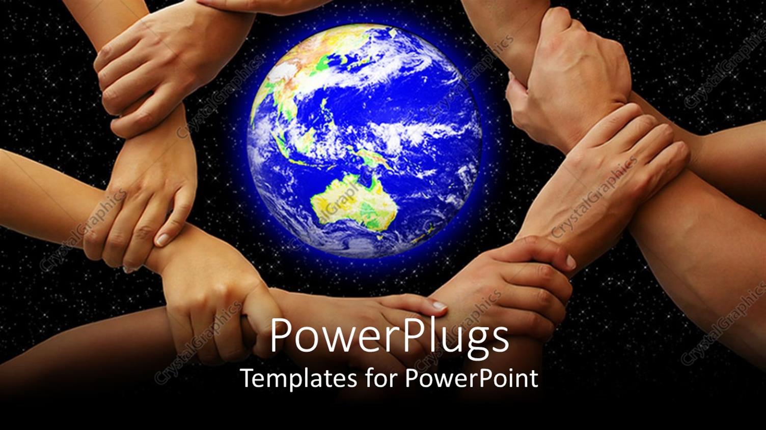 Featuring a Number of People Holding Each Others Hands with Globe in the Middle