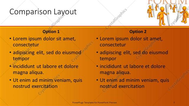 Comparison presentation slide layout