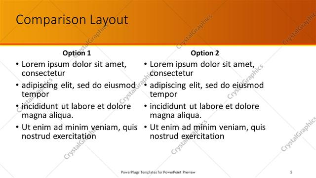 Comparison presentation slide layout