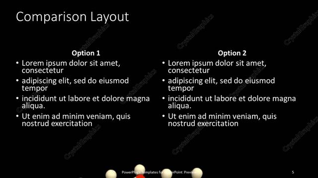 Comparison presentation slide layout