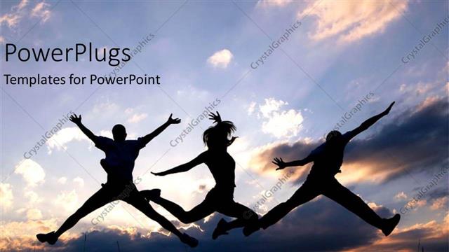  Presentation with successful - A number of people jumping on the beach