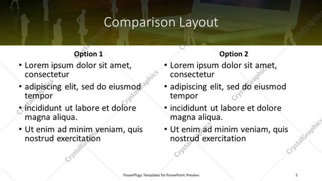 Comparison presentation slide layout