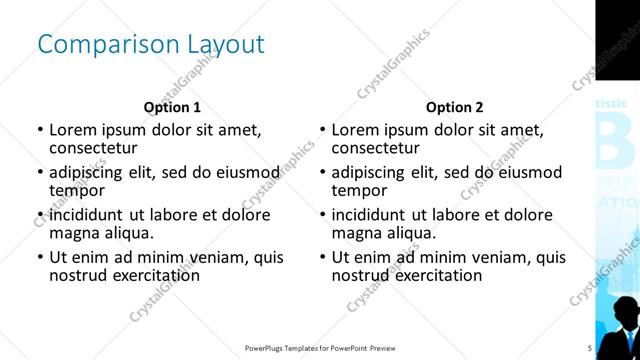 Comparison presentation slide layout