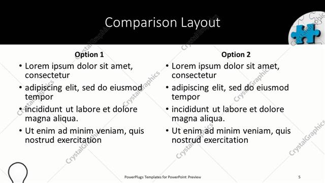 Comparison presentation slide layout