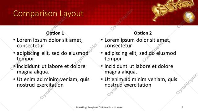 Comparison presentation slide layout