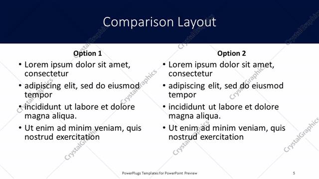 Comparison presentation slide layout