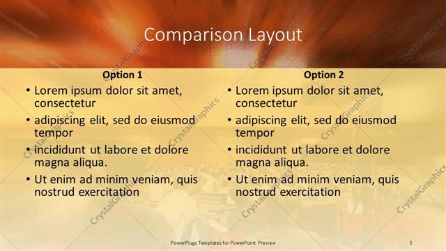Comparison presentation slide layout