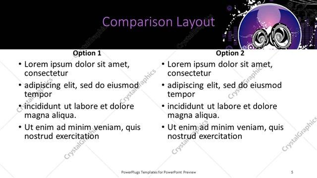 Comparison presentation slide layout