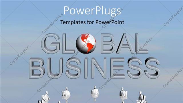  Presentation with global - A number of people in the office with bluish background