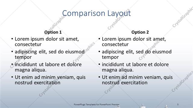 Comparison presentation slide layout