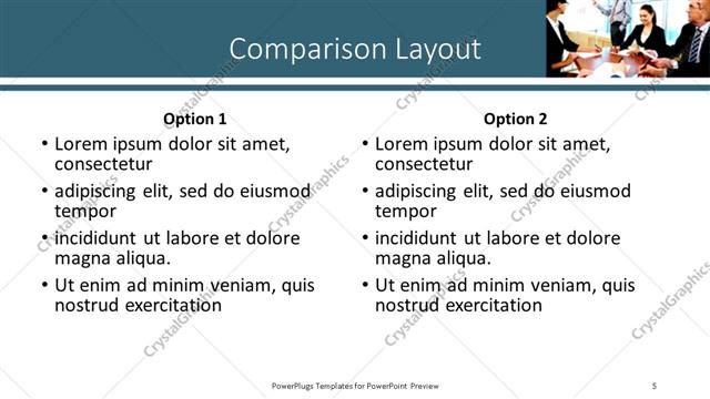 Comparison presentation slide layout