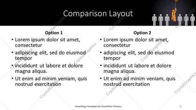 Comparison presentation slide layout