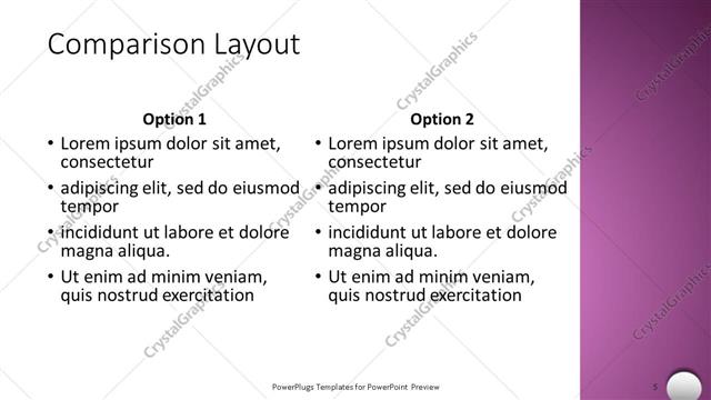 Comparison presentation slide layout