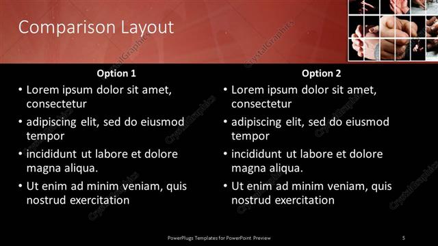 Comparison presentation slide layout