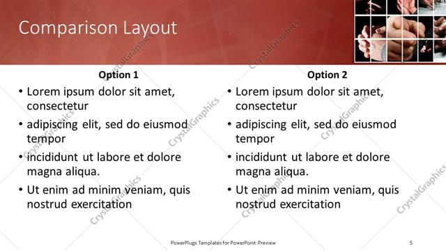 Comparison presentation slide layout