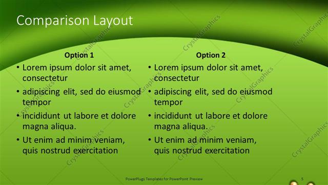 Comparison presentation slide layout