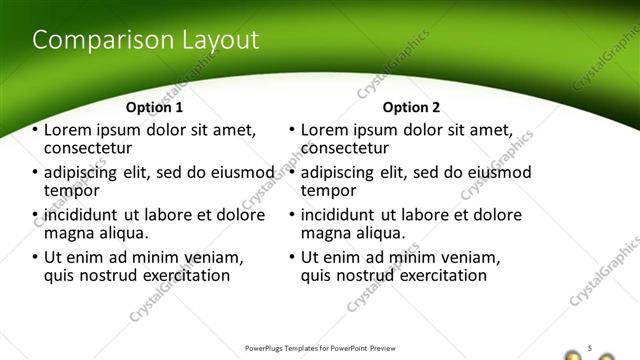 Comparison presentation slide layout