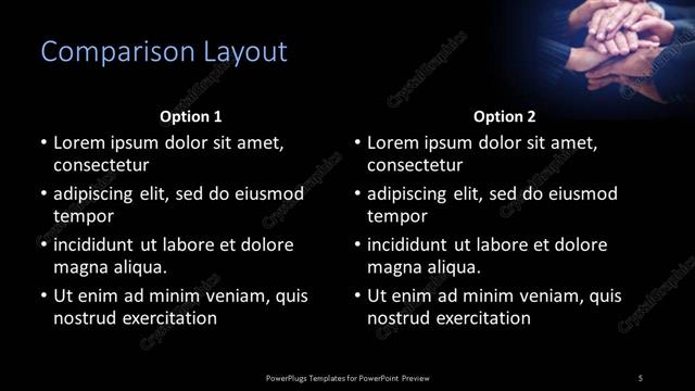 Comparison presentation slide layout