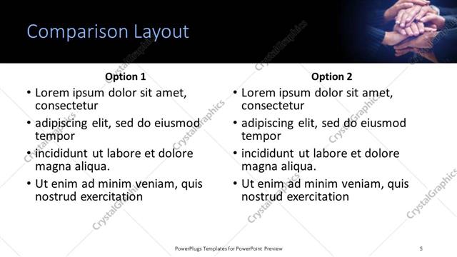 Comparison presentation slide layout
