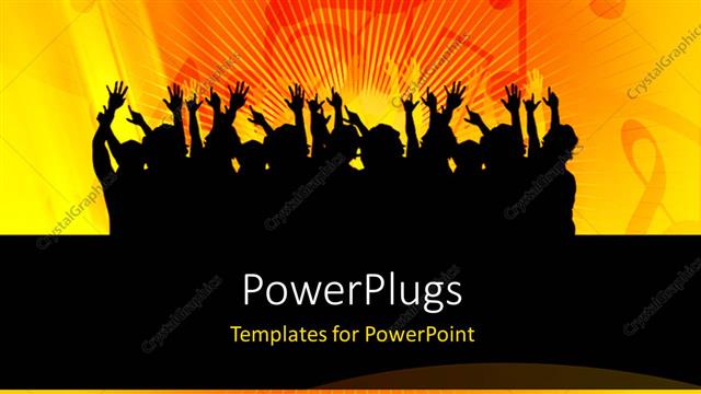  Presentation with audience - A number of people putting their hands up with yellowish background