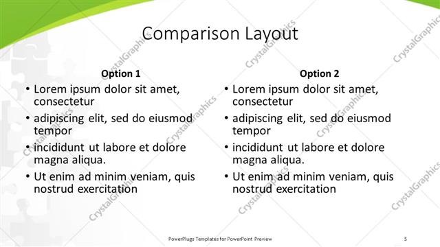 Comparison presentation slide layout
