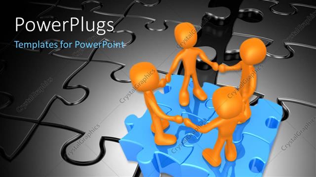  Presentation with people unity - A number of people with puzzle pieces