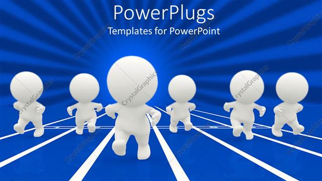  Presentation with race track - A number of people on a race track with bluish background