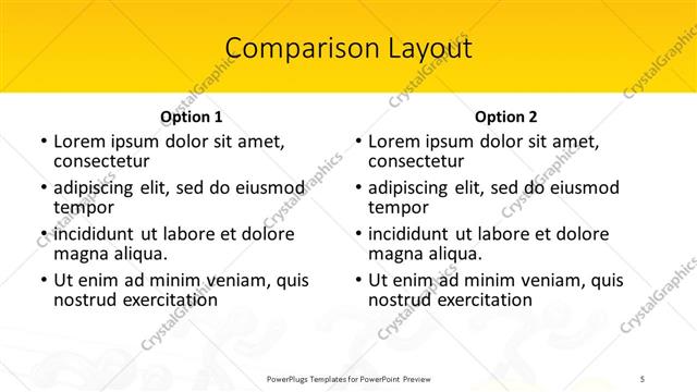 Comparison presentation slide layout
