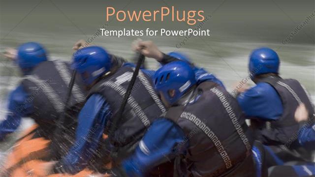  Presentation with rafting - A number of people rafting with water in the background