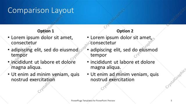 Comparison presentation slide layout