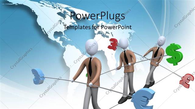  Presentation with economy - A number of people on a rope with map in the background