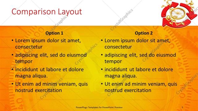 Comparison presentation slide layout