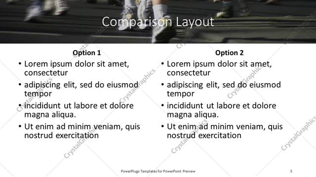 Comparison presentation slide layout