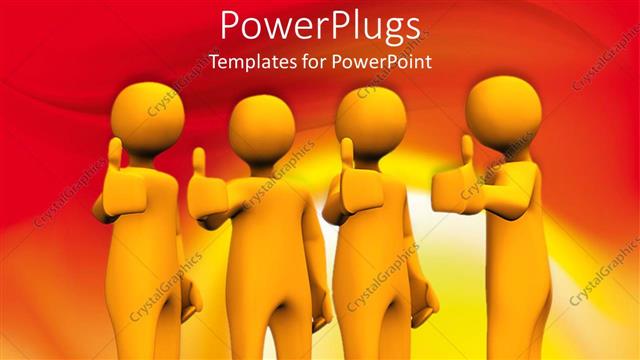  Presentation with orange - A number of people showing thumbs up with orange background