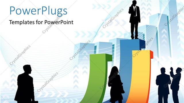  Presentation with business people - A number of people with skyscrapers in background