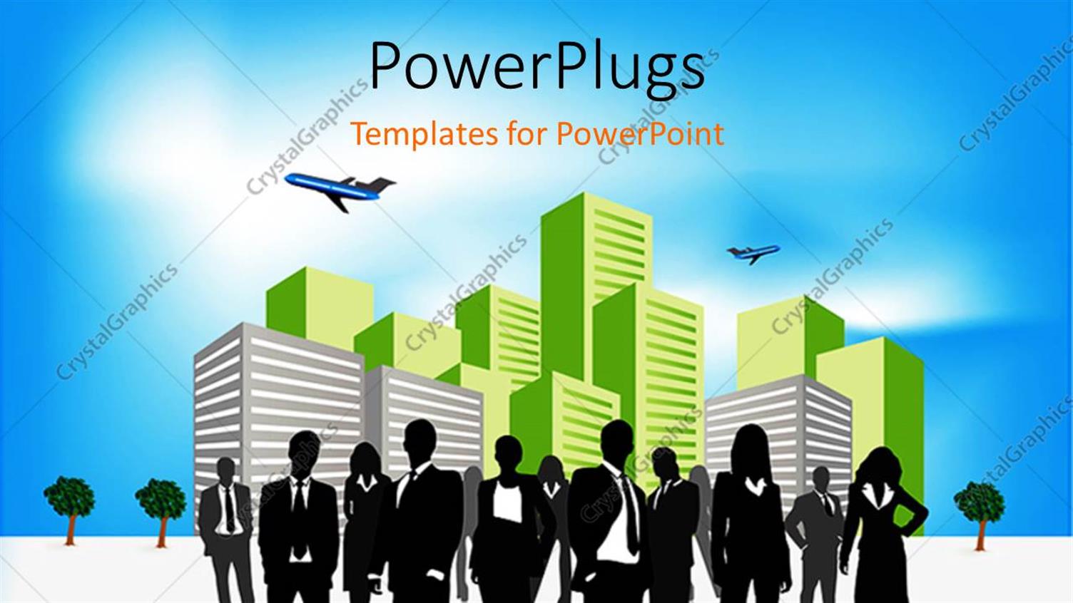 Featuring a Number of People with Skyscrapers in the Background